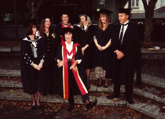 Jenni (front) with my graduating clinical psychology students, 1999