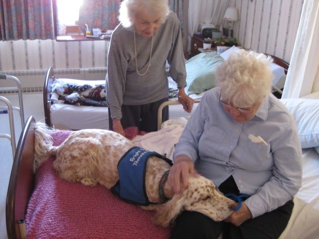 Julia visiting residents at the nursing home