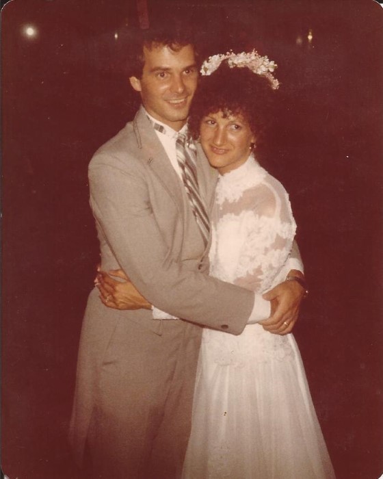 Maura Sweeney wedding day with her husband Jim, now married 37 years